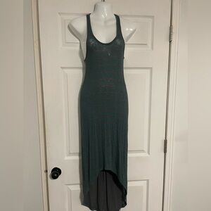 High Low Green Striped Maxi Tank Dress by Swank Size S NWOT